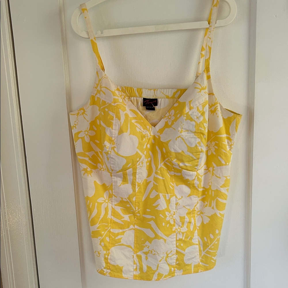 Torrid, yellow and white floral spaghetti strap top